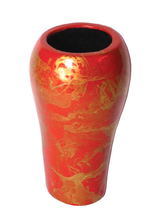 Artificial Flower Vase – Red & Gold Texture (42cm)