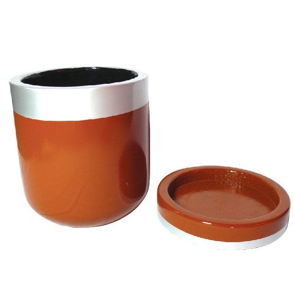Medo Gloss Cement Planter with Stand – Brown & Silver Band