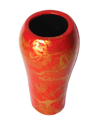 Artificial Flower Vase – Red & Gold Texture (42cm)