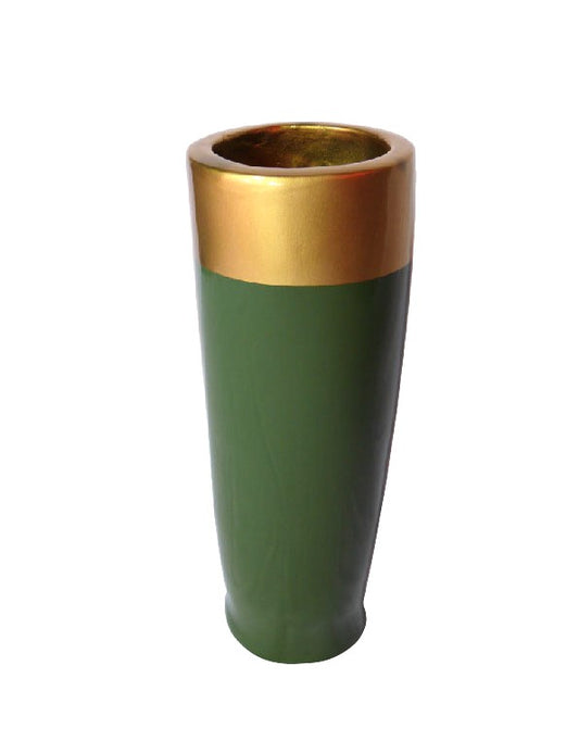 Artificial Flower Vase – Green & Gold