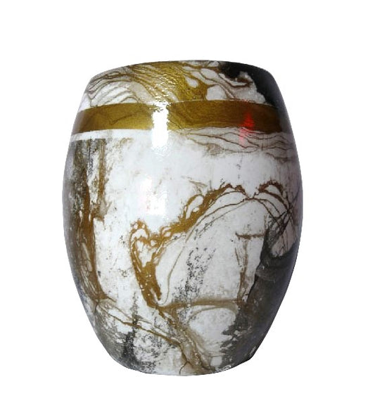 Artificial Flower Vase Egg – White, Black & Gold