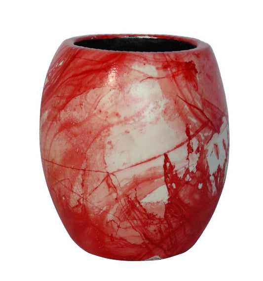 Artificial Flower Vase Round – Red & White Texture
