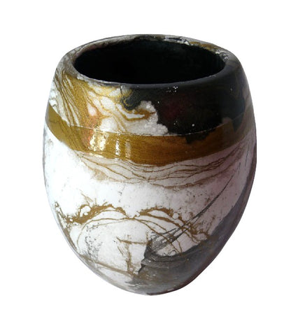 Artificial Flower Vase Egg – White, Black & Gold